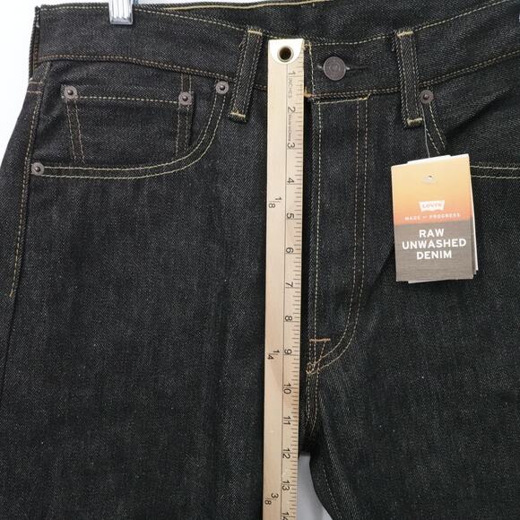 Levis 501 Jeans Mens 32x38 Raw Unwashed Denim Shrink-To-Fit Button Fly Straight - Picture 9 of 16